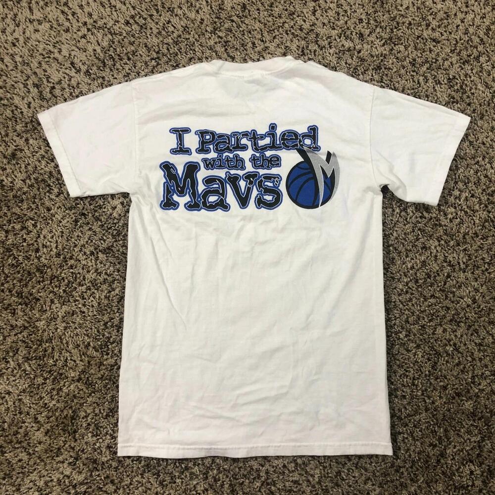 Dallas Mavericks Men  S White Shirt Mavs Partied Basketball Dirk Nowitzki